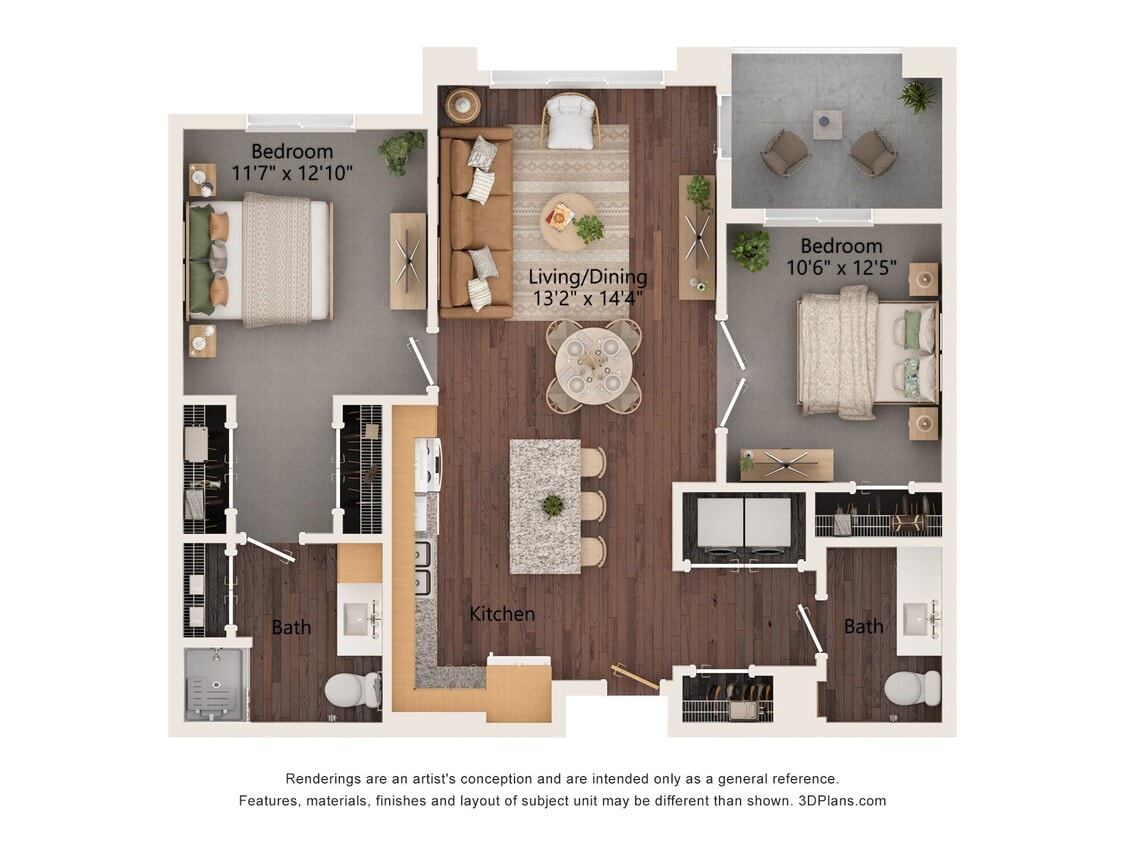 Floor Plan - 2AA (Wheelchair Accessible)
