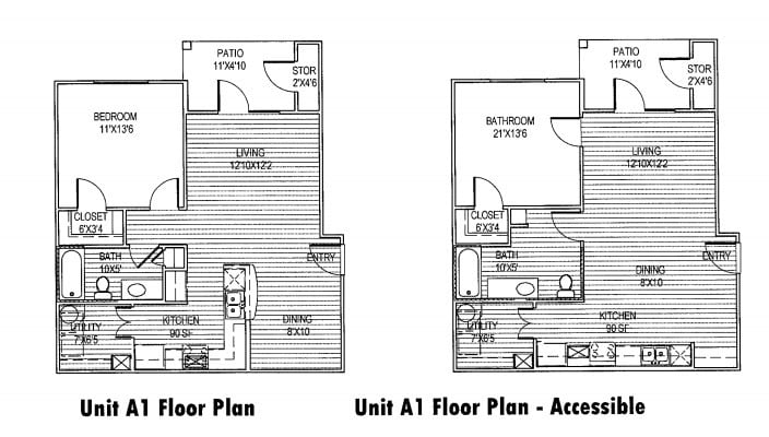 Floor Plan - 1 Bed 1 Bath