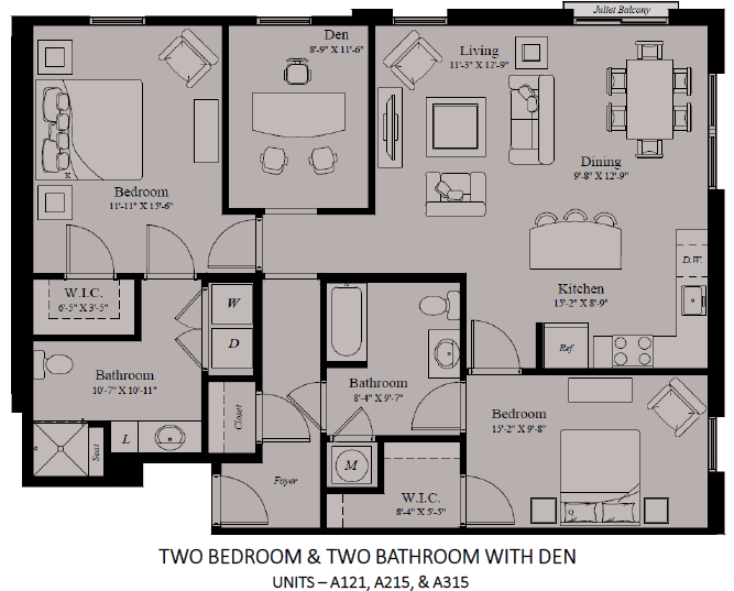 Floor Plan - 2 Bedroom, 2 Bath