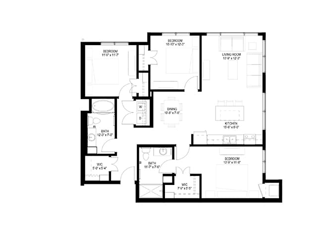 Floor Plan - Three Bedroom - C