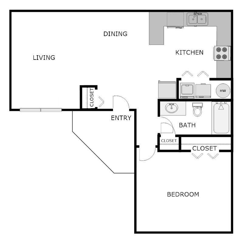 Floor Plan - 1 Bedroom 1 Bathroom