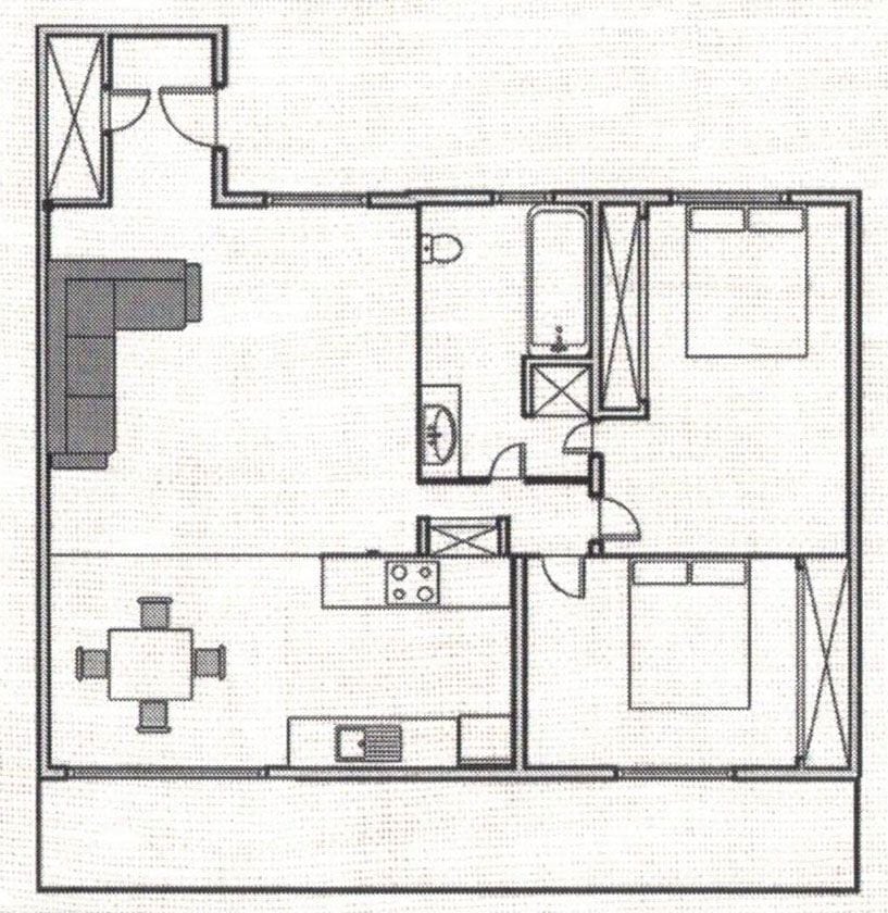 Floor Plan - 2 Bed 1 Bath