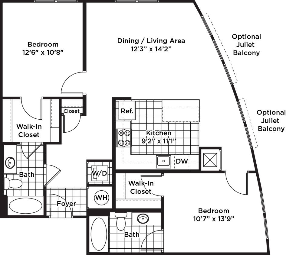 Floor Plan - 2 Bedroom 2 Bath - B16