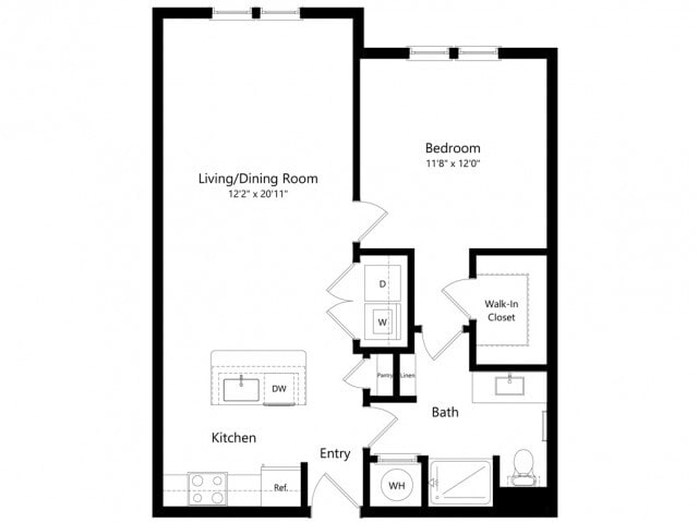 Floor plans are artist’s rendering. All dimensions are approximate. Actual product and specifications may vary in dimension or detail. Not all features are available in every apartment. Prices and availability are subject to change. - A1-S-E