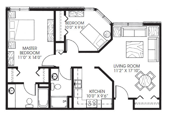 Floor Plan - Founders - 2 Bed, 2 Bath