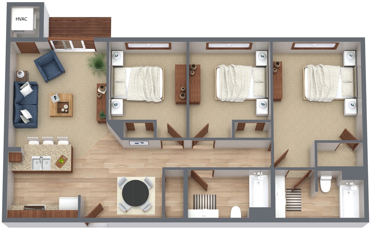 Floor Plan - 3BR 2BA