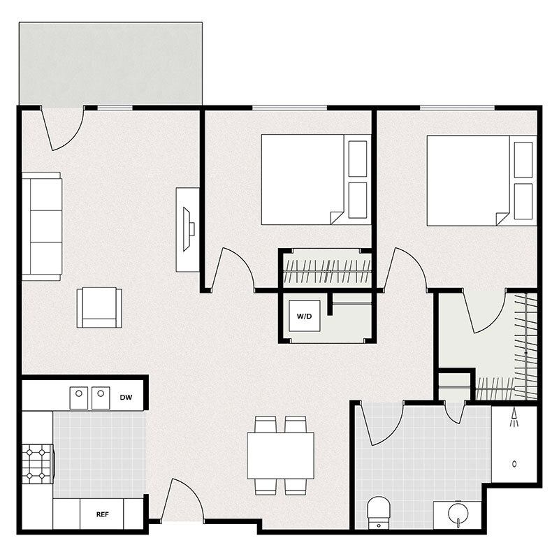 Floor Plan - 2 Bedroom 1 Bathroom