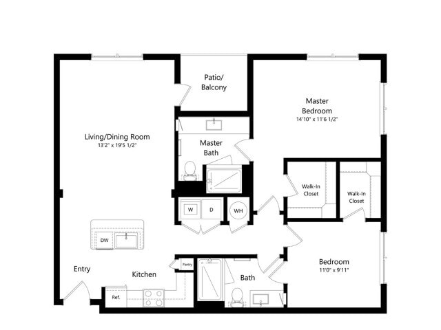 Floor plans are artist’s rendering. All dimensions are approximate. Actual product and specifications may vary in dimension or detail. Not all features are available in every apartment. Prices and availability are subject to change. - B1-Z