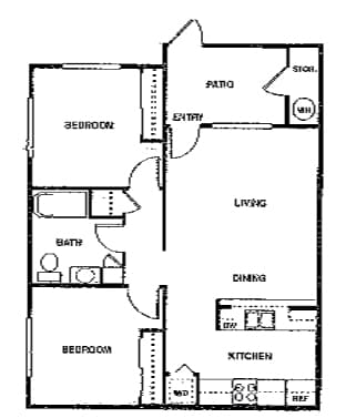 Gateway 2 Bedroom - 2 Bedroom 1 Bath Plan B