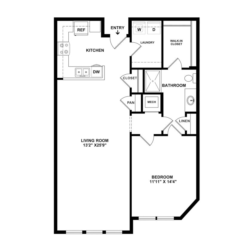 Floor Plan - 1 Bedroom Premier Corner