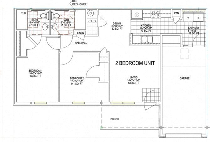 Floor Plan - 2 Bedroom Unit