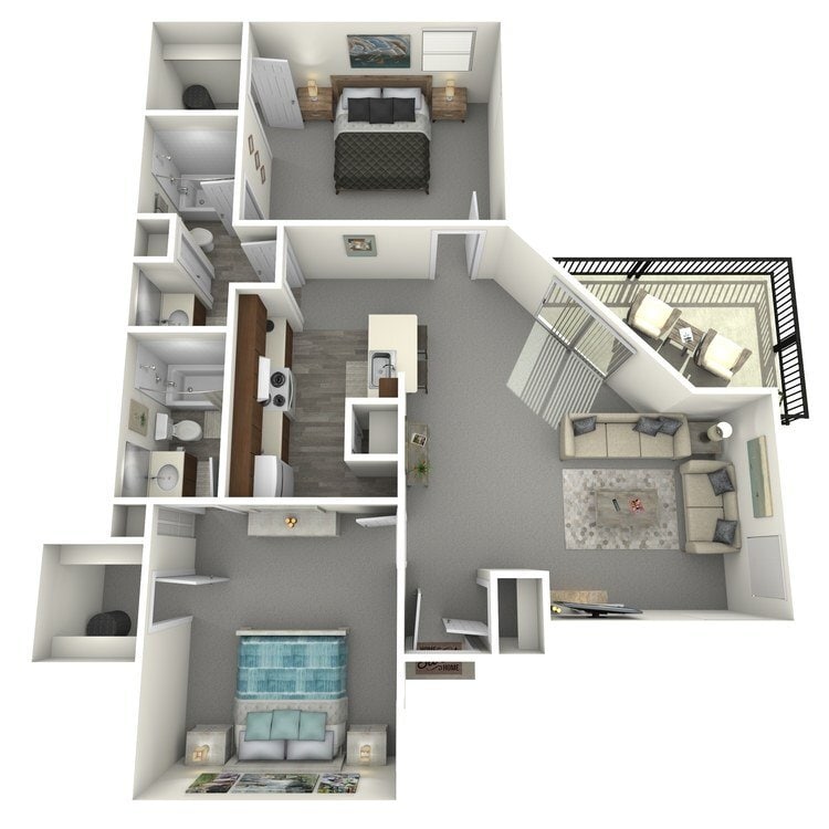 Floor Plan - Oak - 2 Bed, 2 Bath