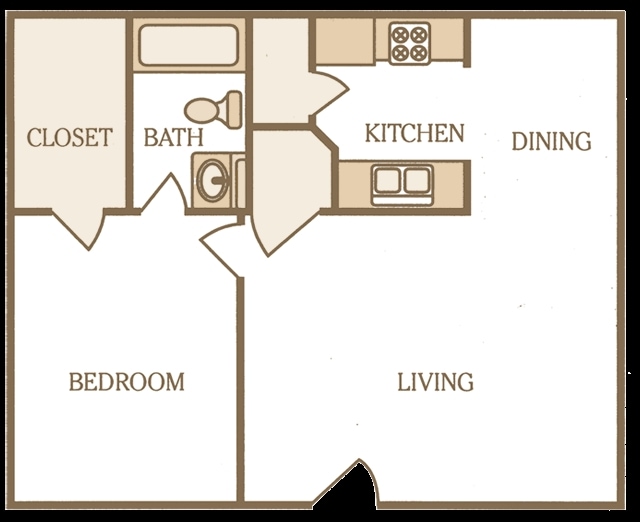 1BR/1BA - 1 Bedroom