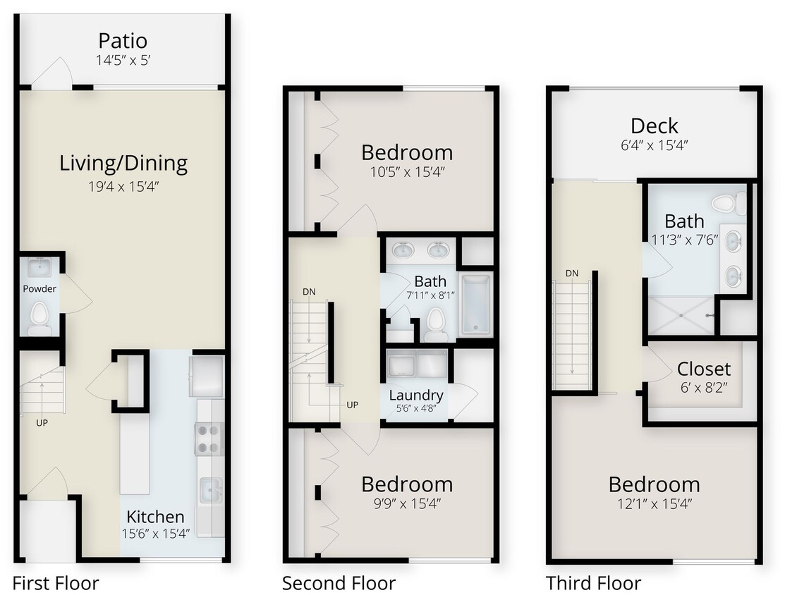 Floor Plan - Village At Brookline 3 Bedroom Townhouse