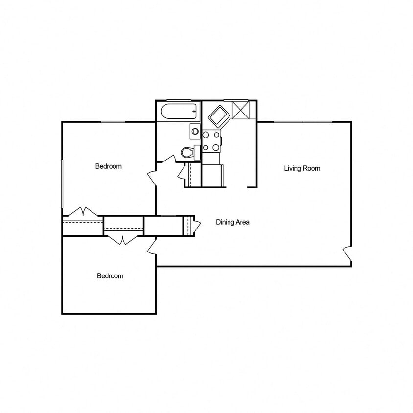 Floor Plan - Two Bedroom One Bath