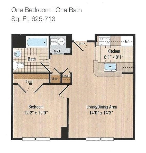 1 Bedroom - 1x1 625