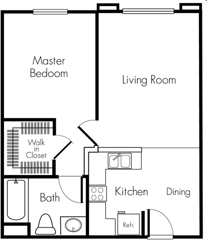 Plan B - 1 Bedroom 1 Bath