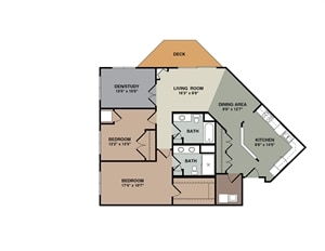 Floor Plan - 2E - 2 Bedroom + Den