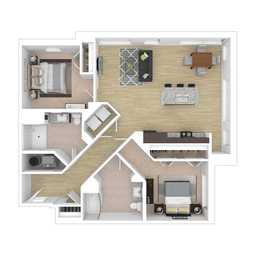 The Linden - Basswood - 2 Bed, 2 Bath, 1162-1165 sq. ft. - Basswood
