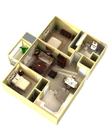 2BR/1BA - 2BD