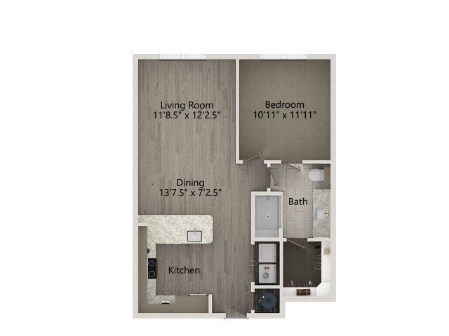 Floor plans are artist’s rendering. All dimensions are approximate. Actual product and specifications may vary in dimension or detail. Not all features are available in every apartment. Prices and availability are subject to change. - A2B