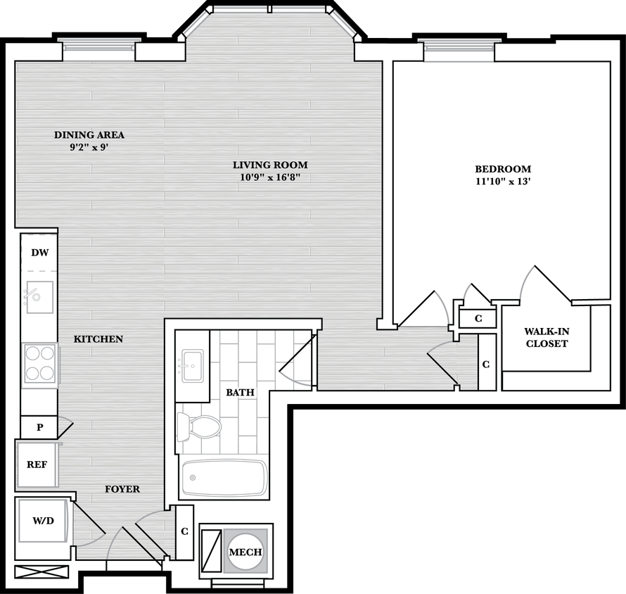 Floor Plan - 1 Bed/1 Bath