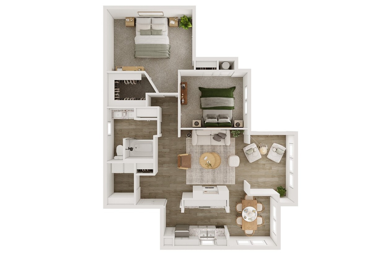 Floor Plan - Two Bedroom One Bath & Sunroom		
