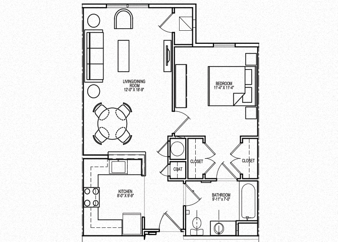 Floor Plan - 1 Bedroom- 50%