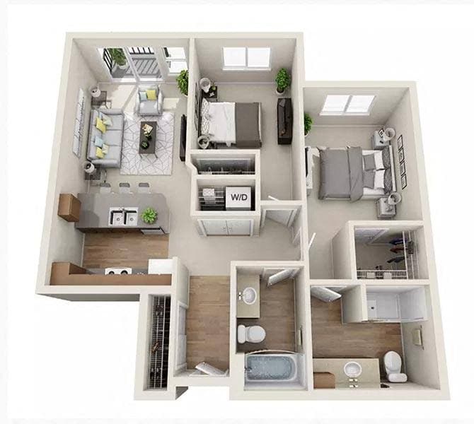 Floor Plan - 2x2 - D1