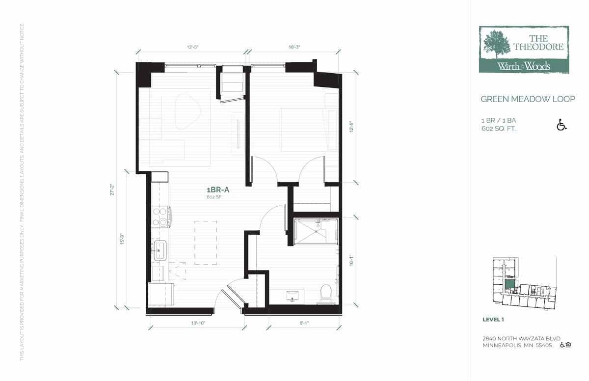 Floor Plan - 1 Bedroom (A-50)