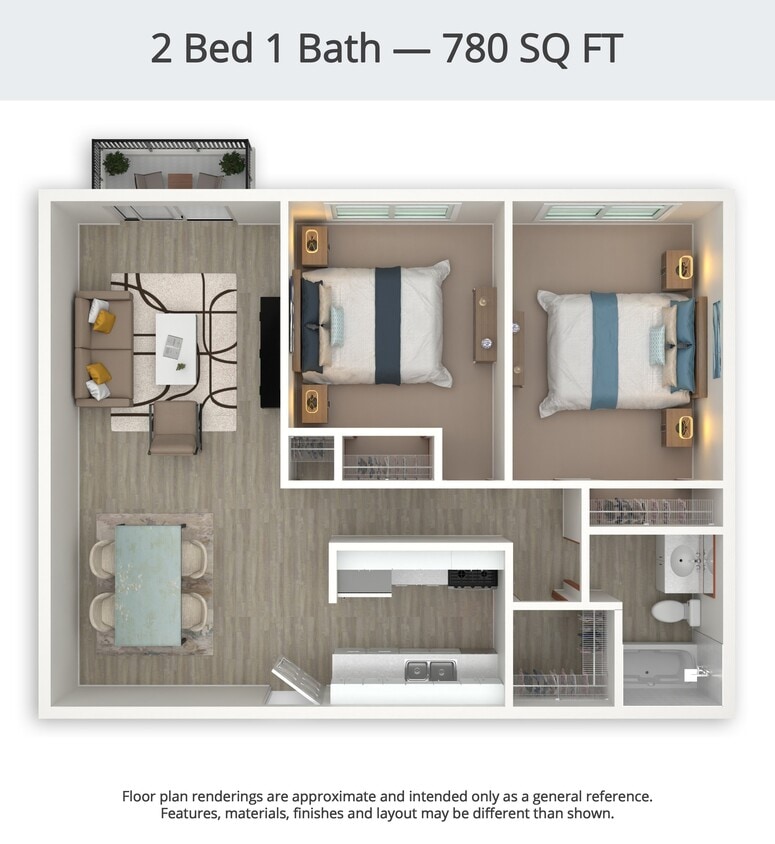 Floor Plan - 2 Bed/1 Bath