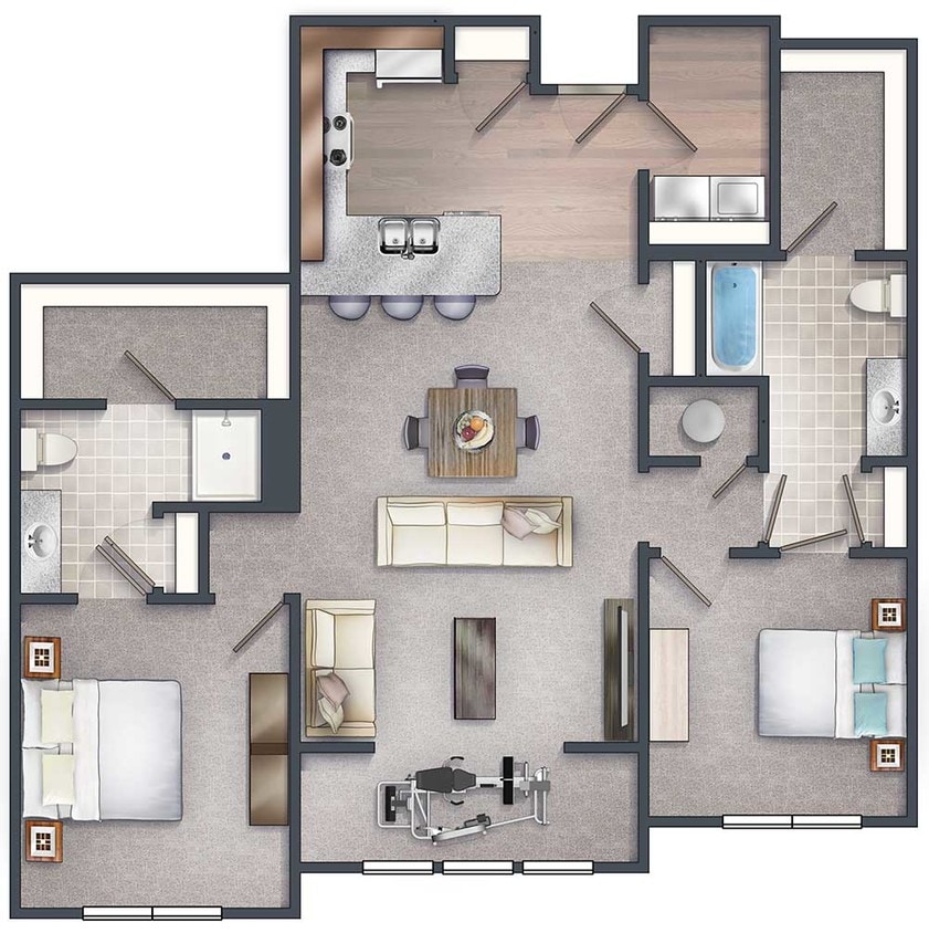 Floor Plan - 2 Bedroom Craftsman w/Sunroom