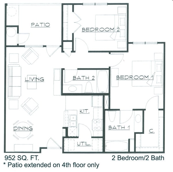 2BR/2BA - 2 bed 2 bath