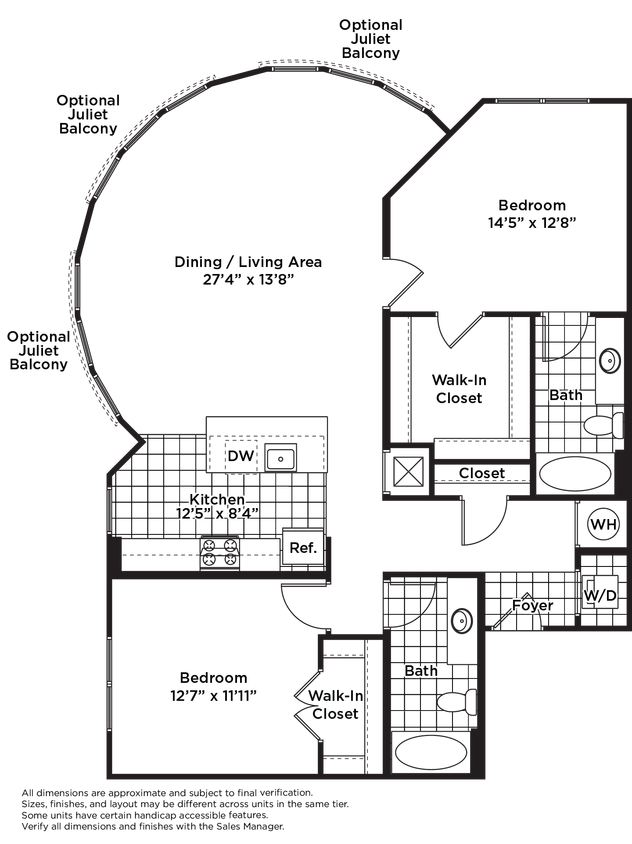 Floor Plan - 2 Bedroom 2 Bath - B21 Affordable 80%