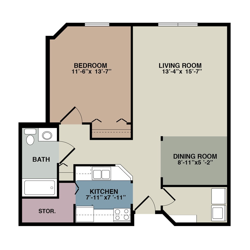 Floor Plan - RM 1S - Remodeled 1 Bedroom Sm