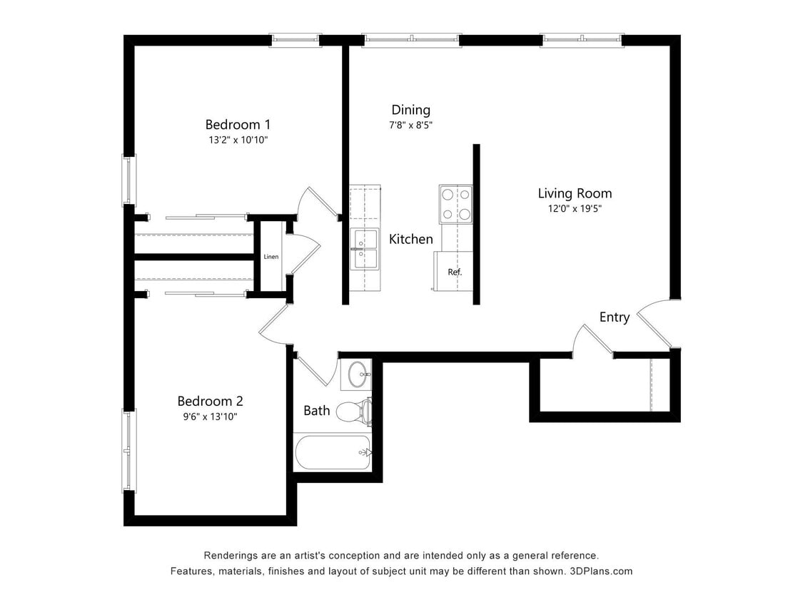 Floor Plan - 2 Bedroom Ames Green
