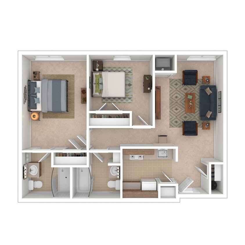Sandston Plateau Senior Apartments - 2 Bedroom, 2 Bath, 722 sq. ft. - 2 Bedroom