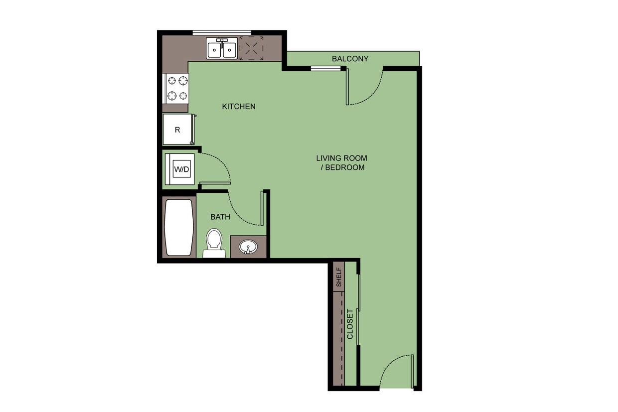 Floor Plan - Studio 1 Bath  S1