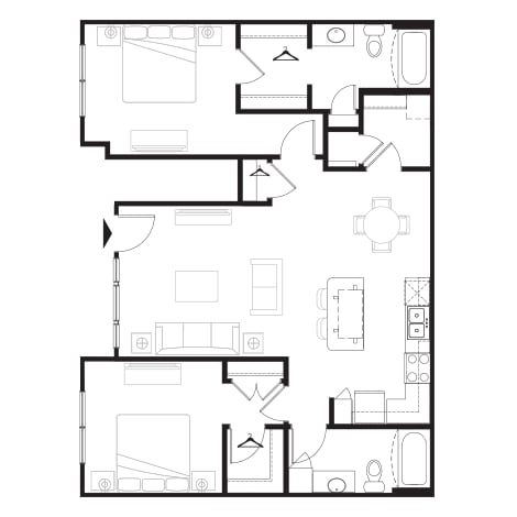 2BR/2BA - B2C - Two Bedroom, Two Bathroom