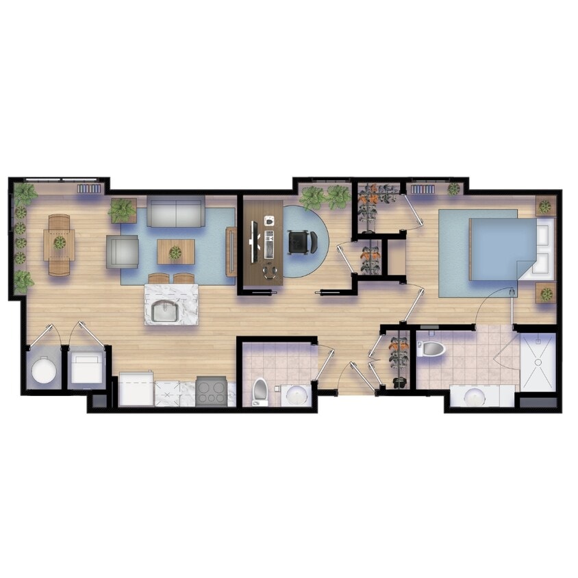Floor Plan - 1 Bedroom w/ Den K-13