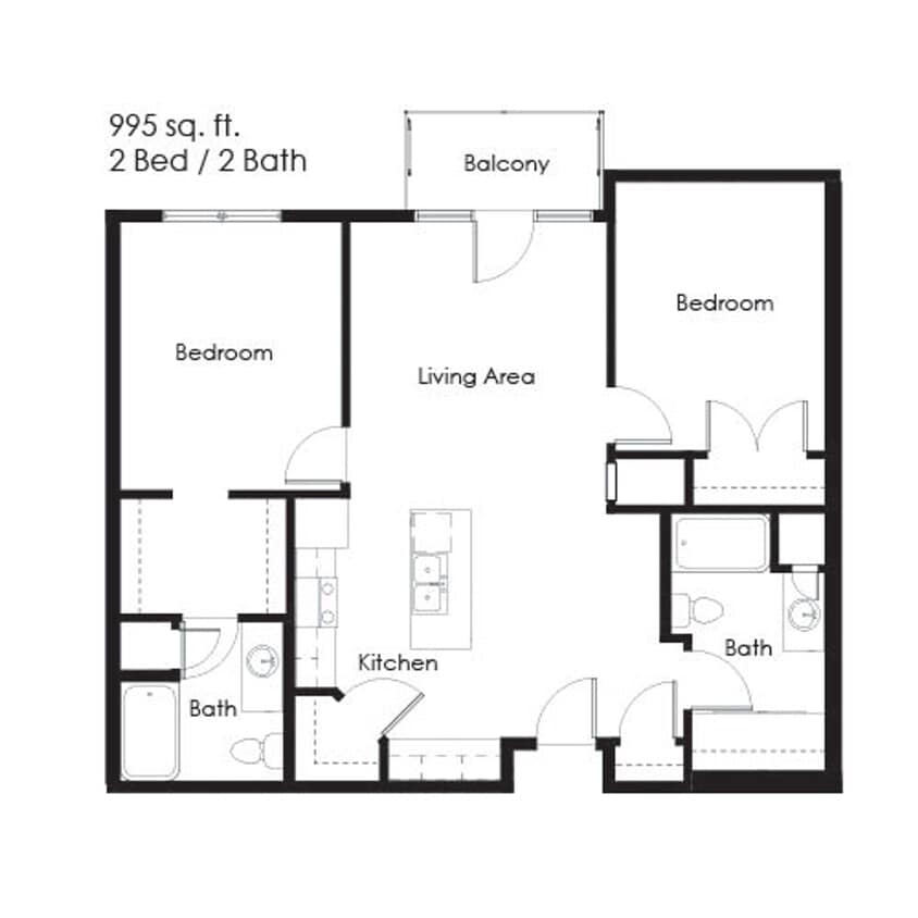 Floor Plan - 2 Bed / 2 Bath 2A