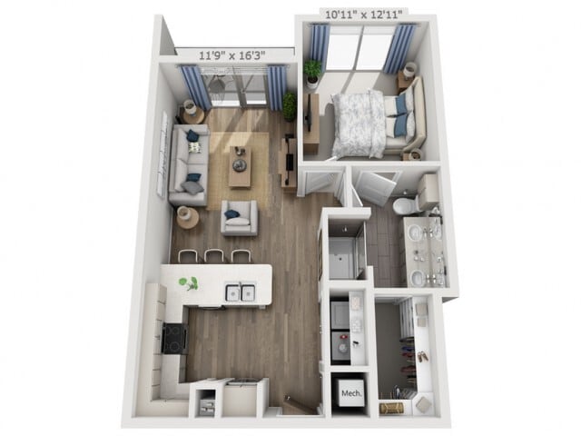 Floor plans are artist’s rendering. All dimensions are approximate. Actual product and specifications may vary in dimension or detail. Not all features are available in every apartment. Prices and availability are subject to change. - B4