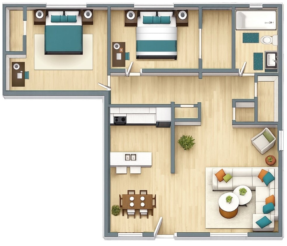 Floor Plan - Two Bedroom One Bath