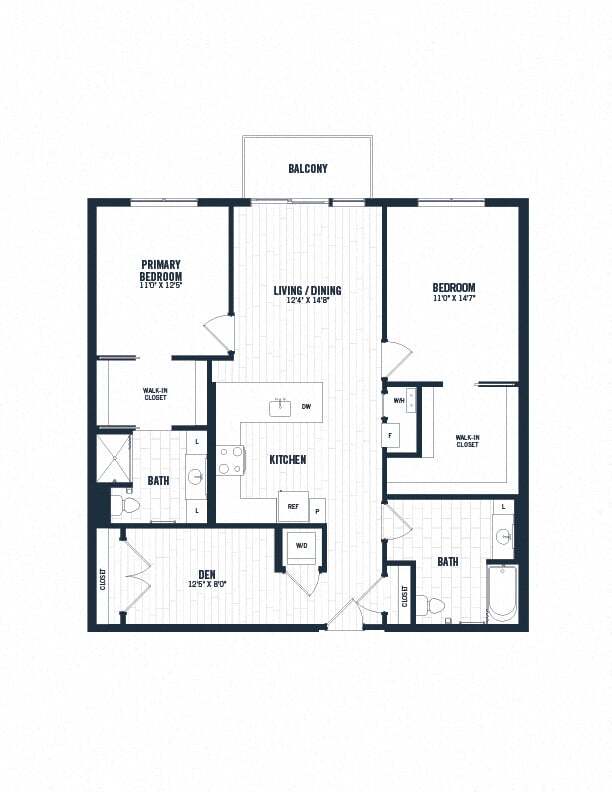 Floor Plan - C2D | 2 Bed | 2 Bath | Den