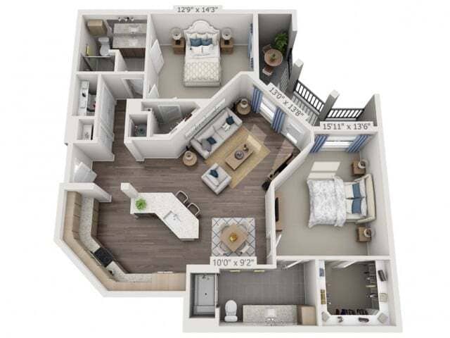 Floor plans are artist’s rendering. All dimensions are approximate. Actual product and specifications may vary in dimension or detail. Not all features are available in every apartment. Prices and availability are subject to change. - B4