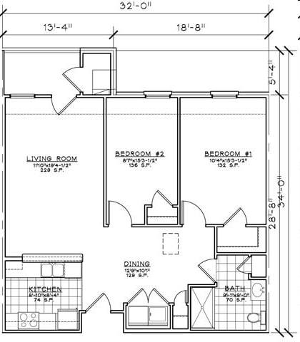 Floor Plan - 2 Bedroom Unit