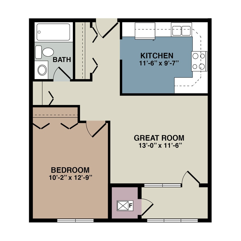 Floor Plan - 1F - 1 Bedroom