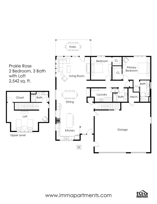 Floor Plan - 2 Bed / 3 Bath w/Loft 2,542 sq. ft. Prairie Rose