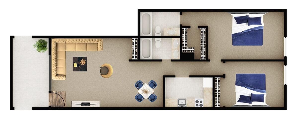 Floor Plan - 2x2 B2
