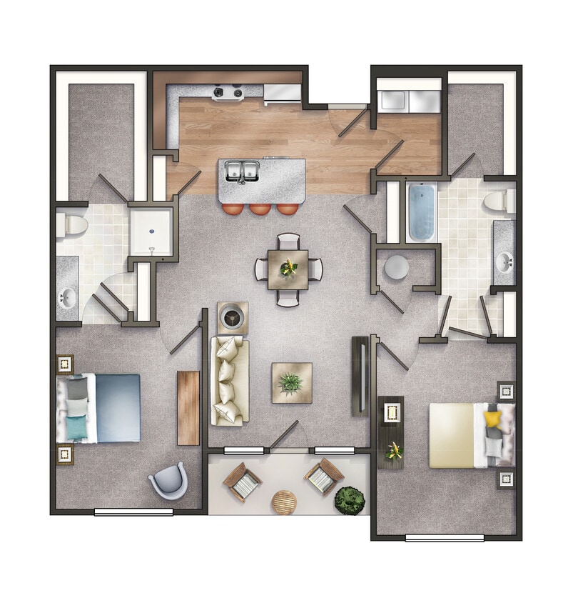 Floor Plan - 2 Bedroom Craftsman Premier